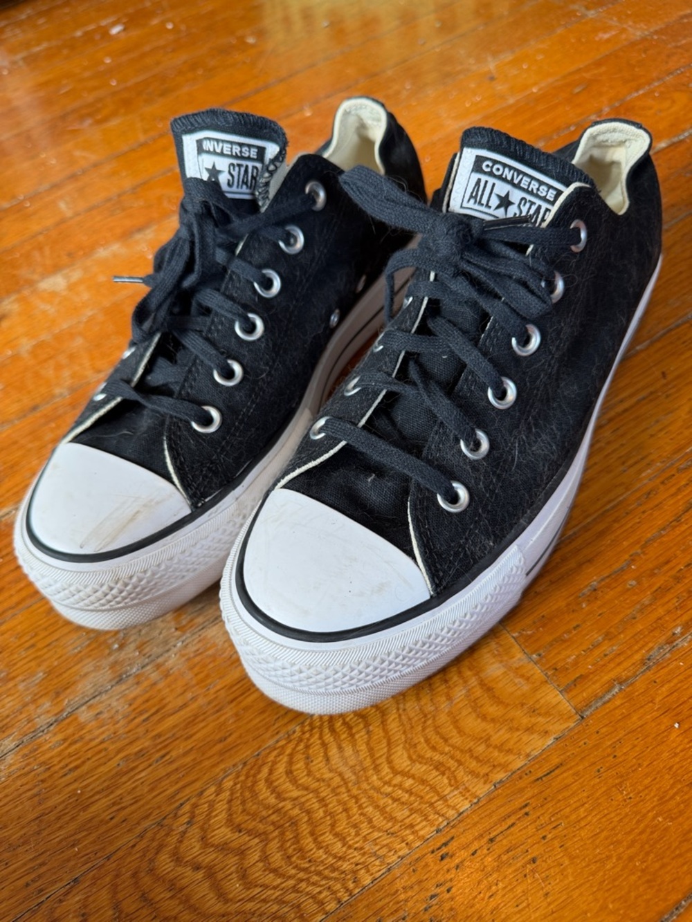 Converse Black & White Low-Top Platform Sneakers